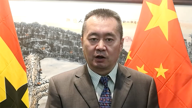 The picture shows Li Yaohong, Economic and Commercial Counselor of the Chinese Embassy in Ghana