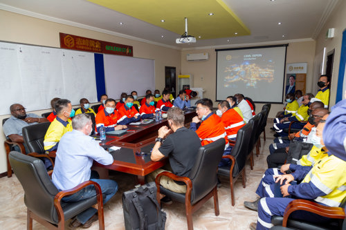 Chairman Wang Jianhua and his senior management team go to the frontline of Wassa Mining in Ghana for investigation during May Day